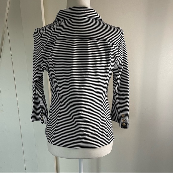 Cabi Nautical Double Breasted Jacket Navy White Striped Jacket - Picture 9 of 10